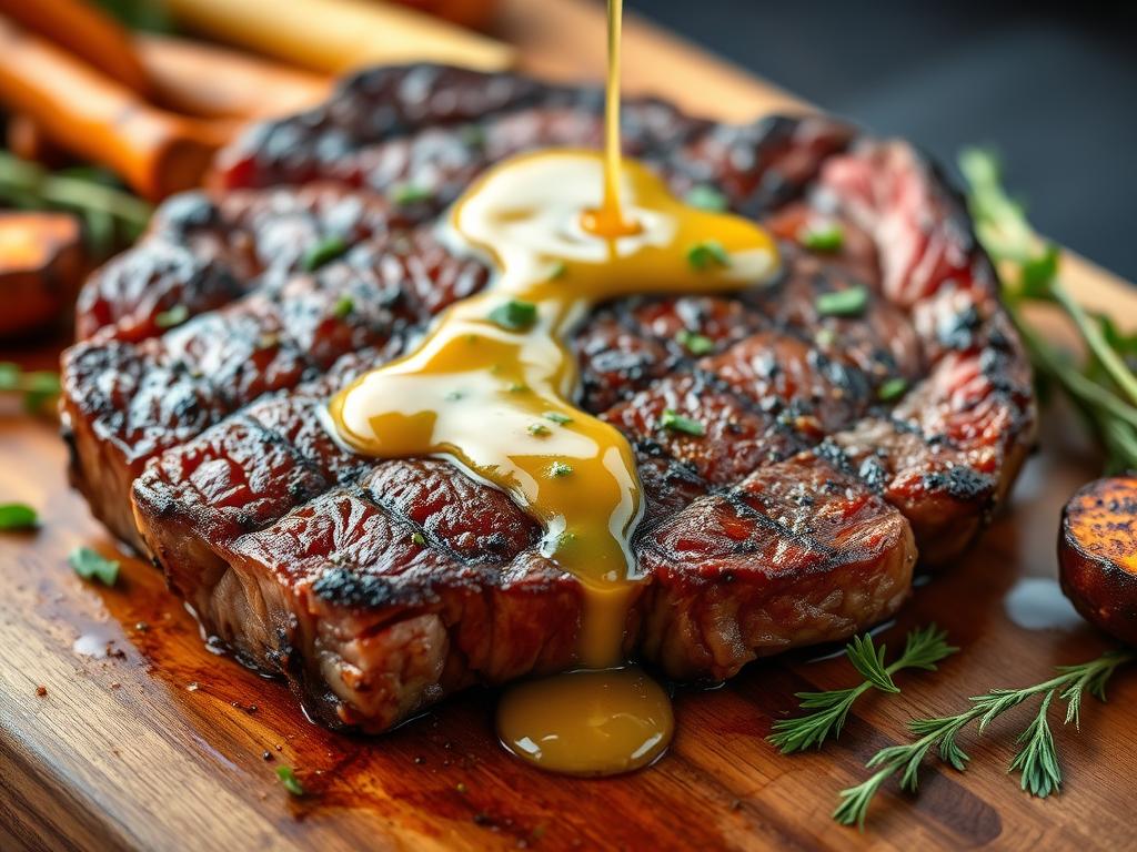 Bife Ancho com Molho de Mostarda e Mel