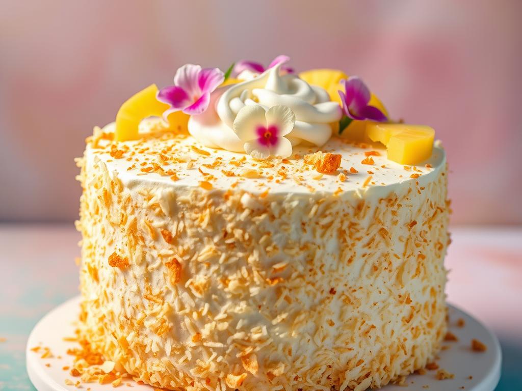 Bolo de Coco com Recheio de Abacaxi e Chantilly