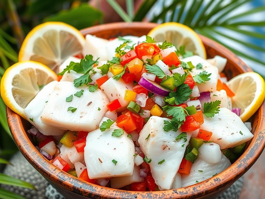 Ceviche de Peixe Branco com Limão e Coentro