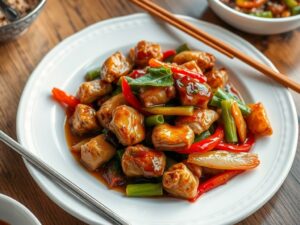 Frango Xadrez com Legumes ao Molho Shoyu