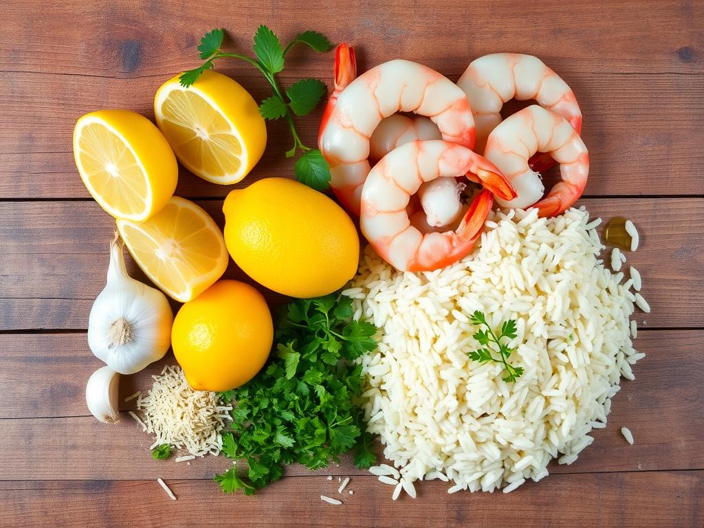 Ingredientes risoto de camarão