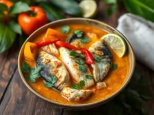 Moqueca de Peixe com Dendê e Pimentões