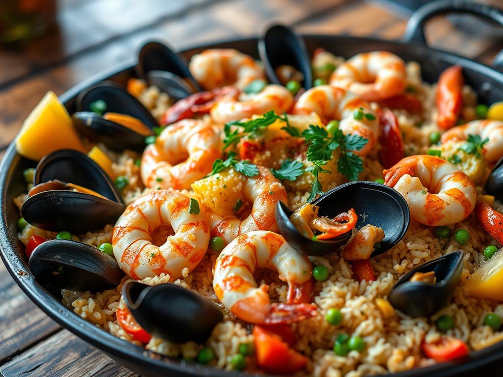 Paella de Frutos do Mar com Açafrão