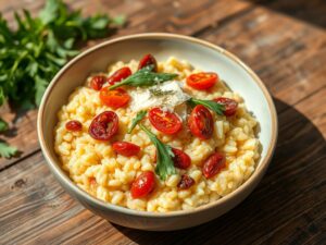 Risoto de Tomate Seco com Rúcula