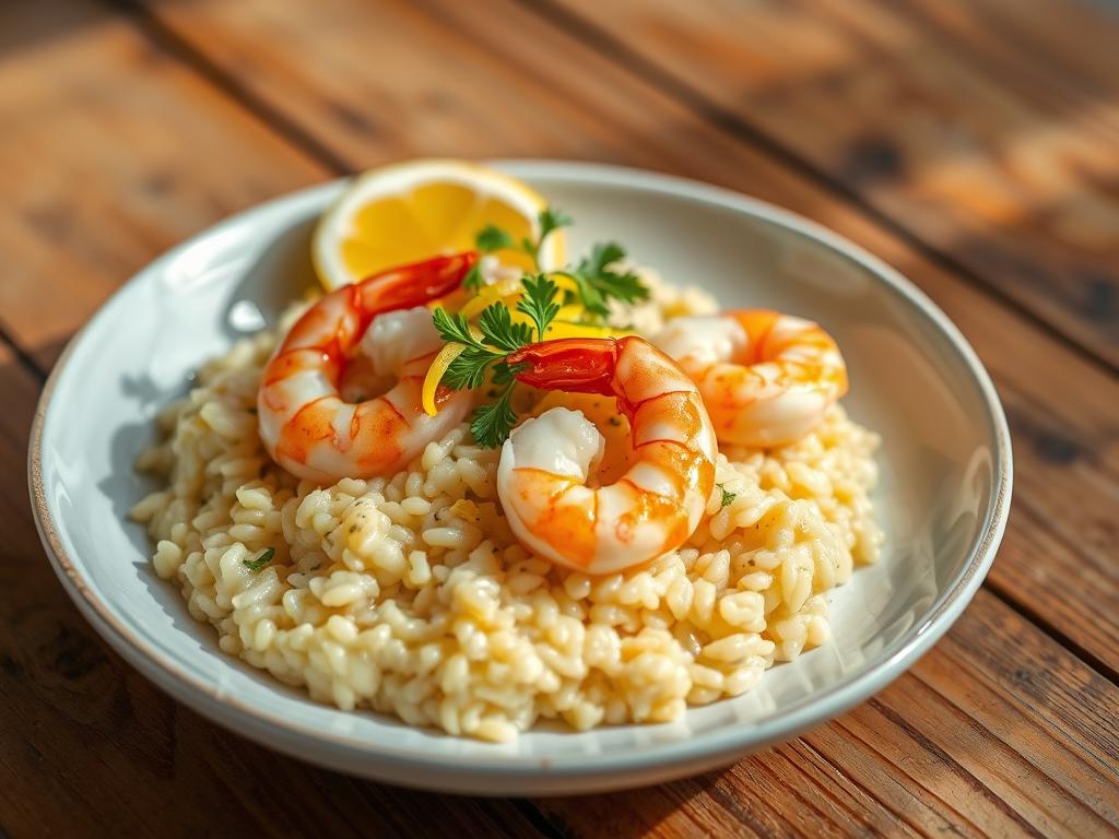 Risoto de camarão com limão siciliano