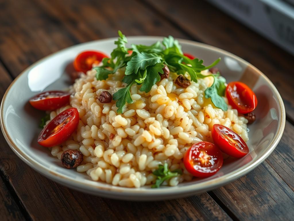 Risoto de tomate seco com rúcula