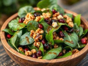 Salada de Espinafre com Nozes e Cranberries