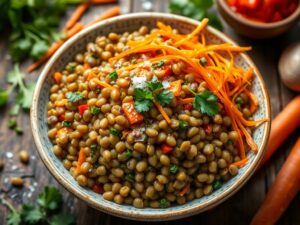 Salada de Lentilha com Cenoura e Ervas Frescas