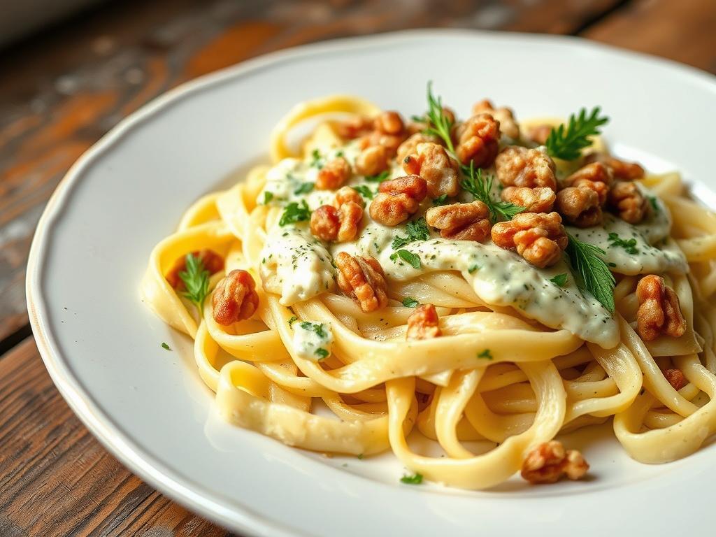 Tagliatelle ao Molho de Gorgonzola e Nozes