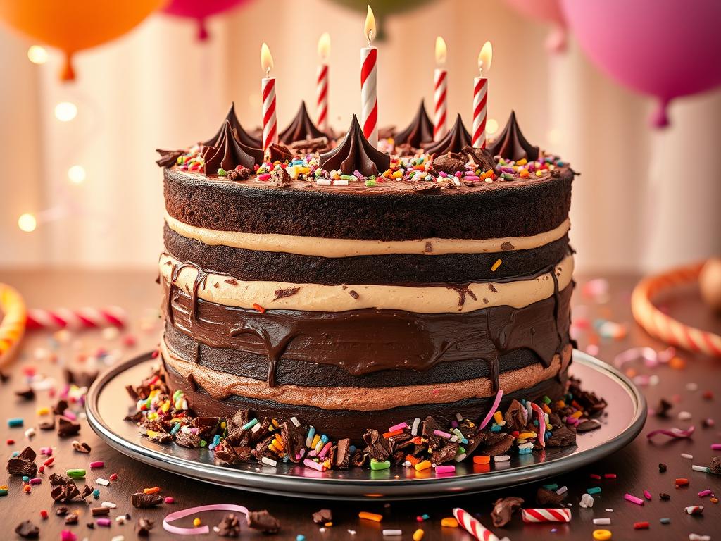 bolo de aniversário com recheio de brigadeiro