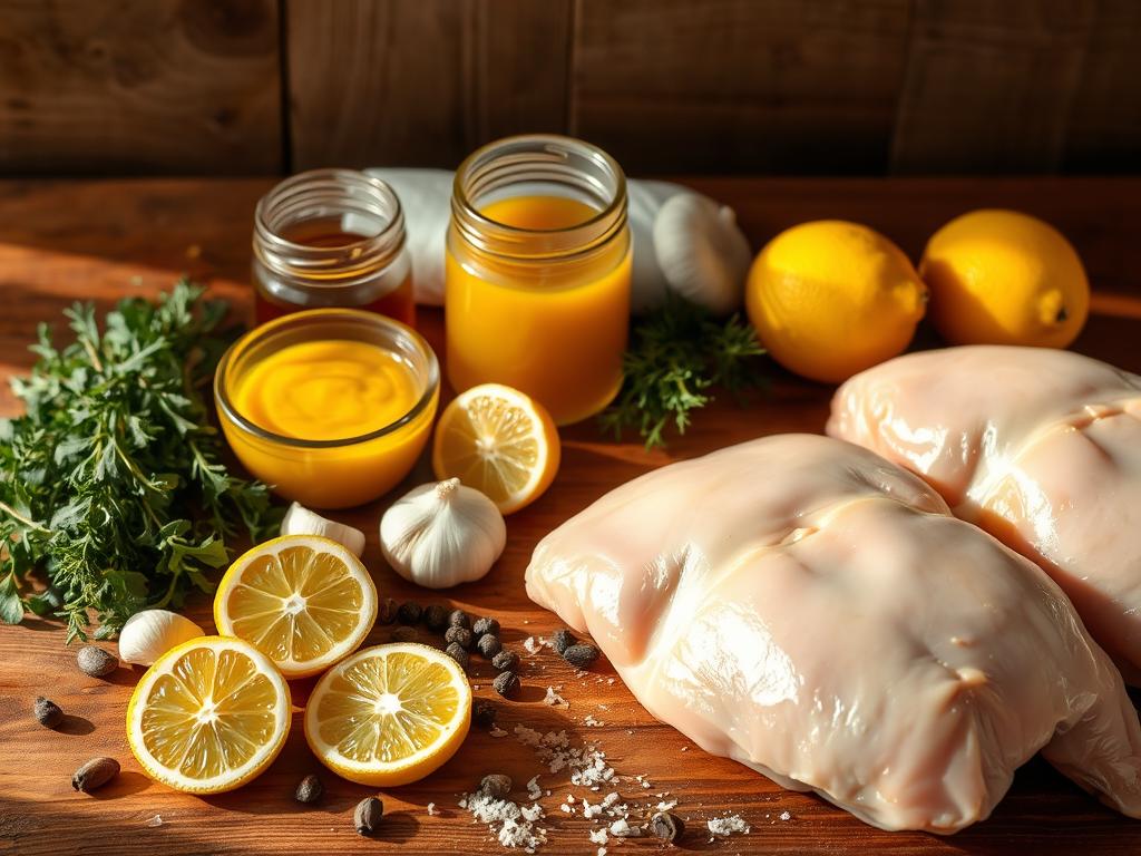 ingredientes para coxas de frango ao molho de mostarda e mel